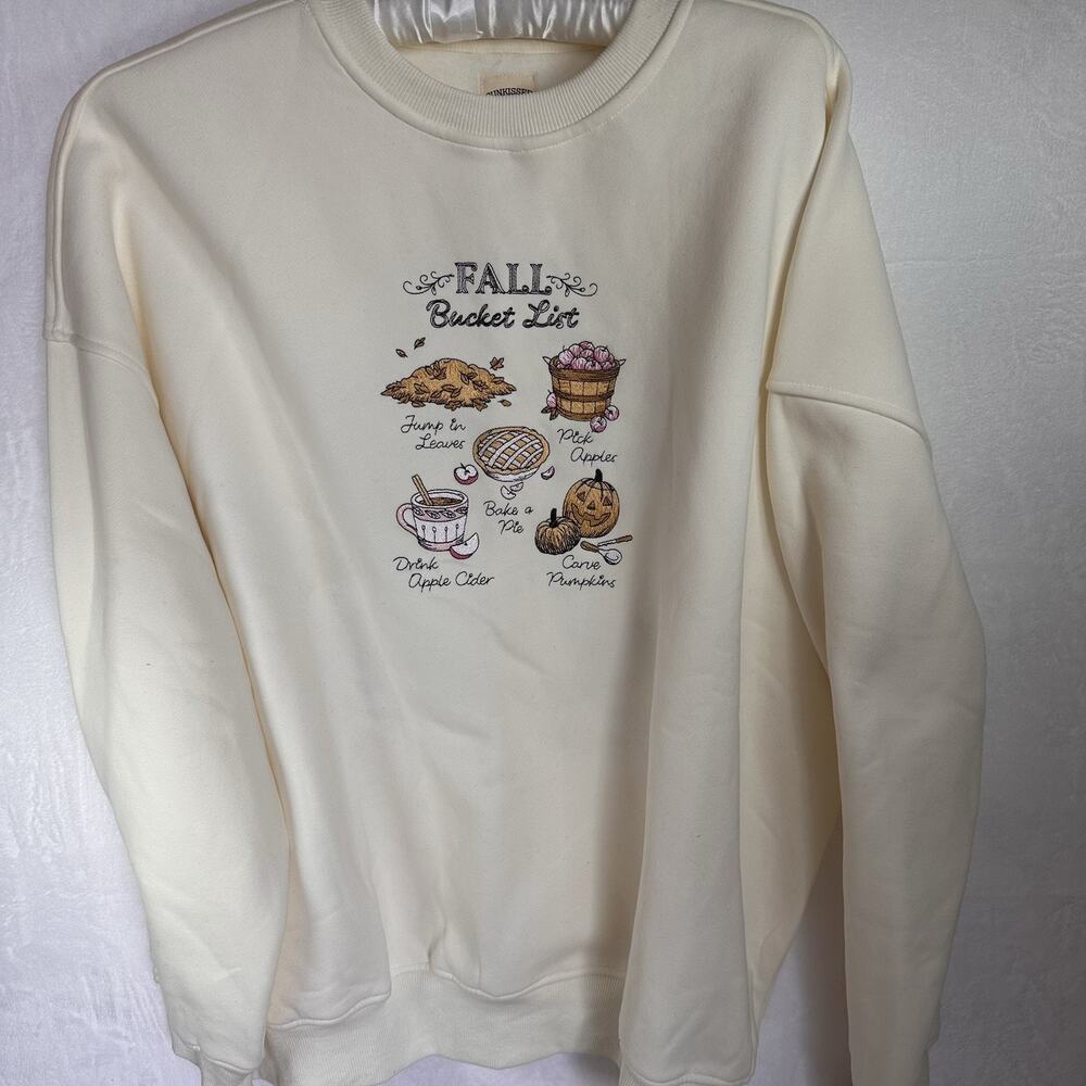 Fall Bucket List Sweatshirt Crewneck Size Extra Large Oversized Cotton Poly - Picture 3 of 9